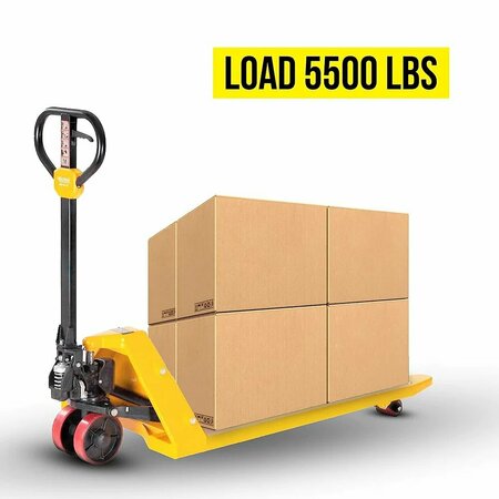 5Seconds Brand Steel Hand Pallet Truck, 5500 lbs Capacity, 48 Length x 27 Width Fork, MB-P25L Yellow 5Seconds 555013